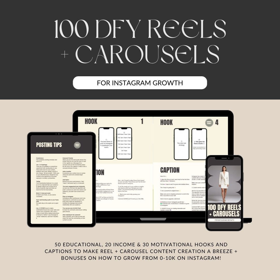 100 DFY Reels + Carousels for Instagram Growth